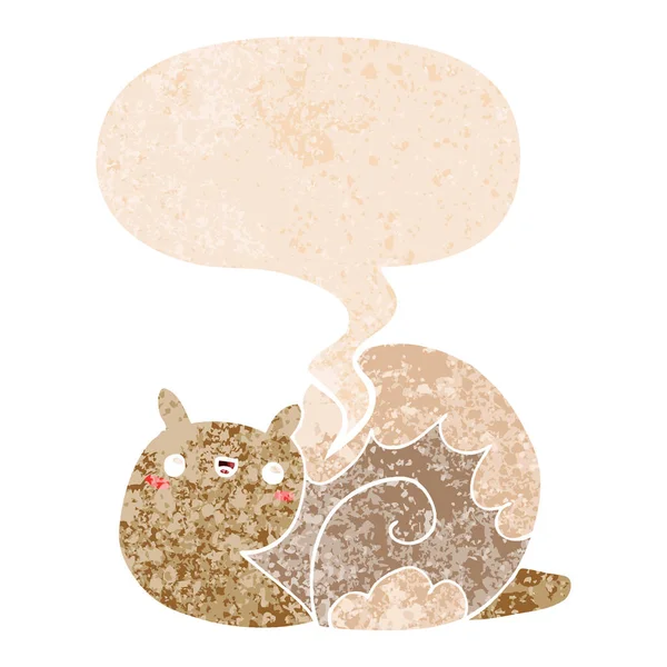 可爱的卡通蜗牛和语音泡沫在复古纹理风格 — 图库矢量图片