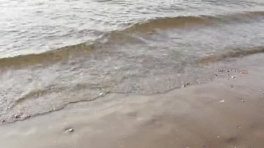 Plajda su suya adım ayak yürüyüş bacaklar.