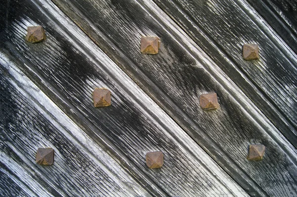 Achtergrond Van Oude Houten Plankjes Met Metalen Elementen — Stockfoto