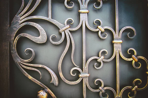 Ornate Wrought Iron Elements Metal Gate Decoration — Stock Photo, Image