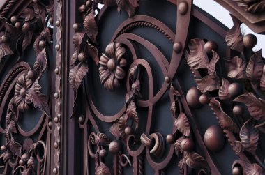 Beautiful elements of decorative forged metal gates clipart