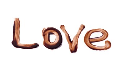 Yazıt aşk, beyaz bir arka plan üzerinde sıcak çikolata