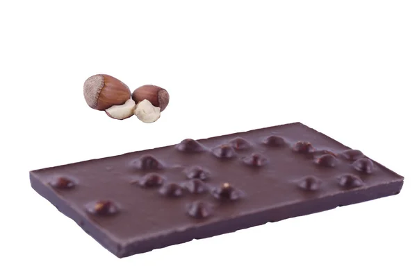 Fındık Fındık Siyah Beyaz Bir Arka Plan Üzerinde Çikolata — Stok fotoğraf