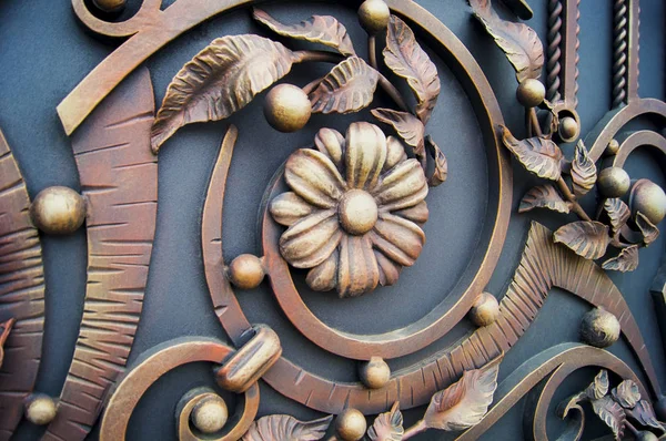 Dekoratif Ferforje çiçekleri ile metal kapılar