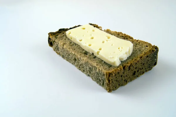 Диетическая Еда Чистый Сыр Черном Хлебе — стоковое фото