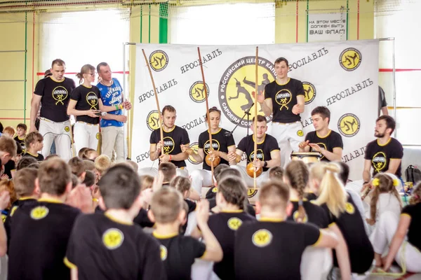 Russland Jaroslawl Mai 2018 Capoeira Gruppe Der Turnhalle Wärmt Sich — Stockfoto
