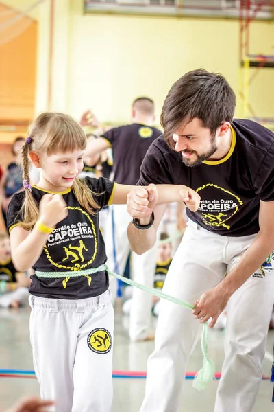 Russia Yaroslavl May 2018 Group People Involved Capoeira Gym Warm — Stock Photo, Image