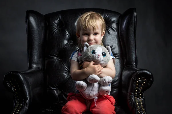 Drôle Mignon Bébé Kit Fille Portrait Avec Différentes Émotions Dans — Photo