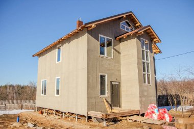 ahşap iç çerçeve binanın altında yeni bir ev inşa mimari konut inşaatı sopa ev çerçeve.