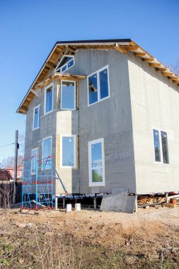 ahşap iç çerçeve binanın altında yeni bir ev inşa mimari konut inşaatı sopa ev çerçeve.