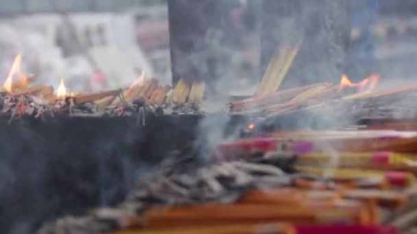 Budda Templet Rökning Rökelse Pinne Meditation — Stockvideo