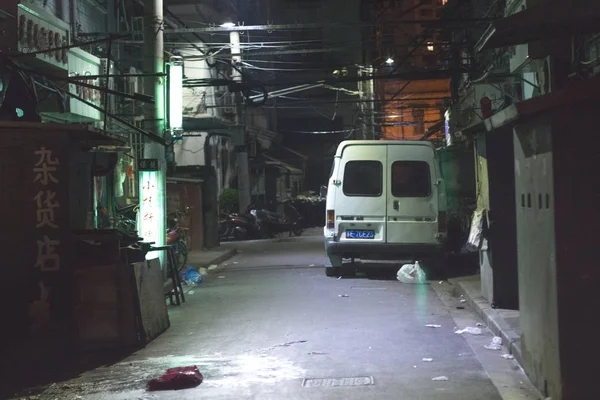 China Xangai Boa Noite Luz Rua Laght Carro Asfalto Carro — Fotografia de Stock