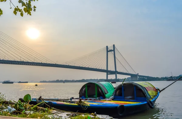 Antiguos Barcos Madera Orilla Del Lago Hooghly River Kolkata Día — Foto de Stock