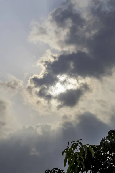 Драматическое Небо Грозовыми Облаками Темное Небо Драматическое Черное Облако Перед — стоковое фото