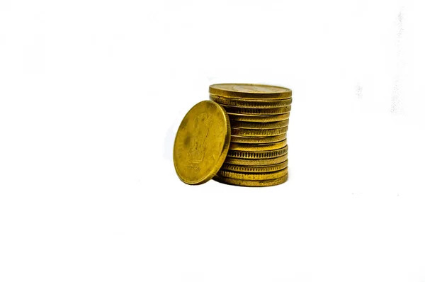 Stack Indian Rupee Coins Isolated White Background — Stock Photo, Image