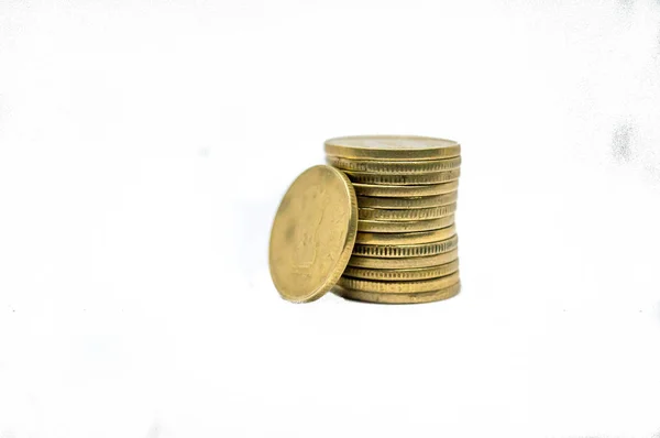 Stack Indian Rupee Coins Isolated White Background — Stock Photo, Image