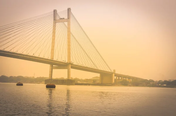 Vista Del Histórico Segundo Puente Howrah Sobre Río Hooghly Kolkata — Foto de Stock