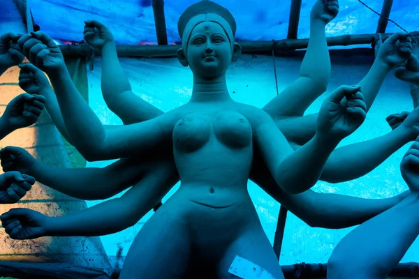 Yapımı Kil Modeli Maa Durga Devi Durga Hindu Kadın Idol — Stok fotoğraf
