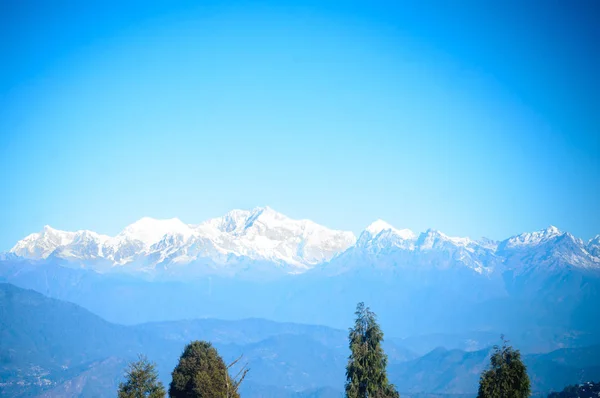 Hermosa Vista Cordillera Kanchenjunga Luz Del Día Ella Vista Desde — Foto de Stock