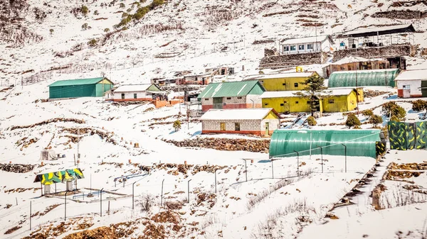 Jammu Keşmir Kışın Büyüleyici Küçük Bir Kasaba Panoramik Karla Kaplı — Stok fotoğraf