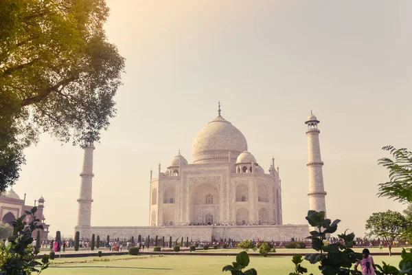 Agra Índia Janeiro 2019 Taj Mahal Coroa Dos Palácios Jóia — Fotografia de Stock