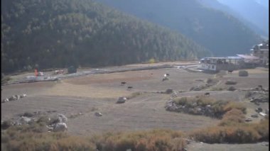 Bir dağ sırasının yakınında otlamak için otlak arazisi. Evcilleştirilmiş çiftlik hayvanları ya da vahşi hayvanlar tarafından otlatılan İskoçya çayırları hayvan yemi yapmak için biçilen otlaklar.