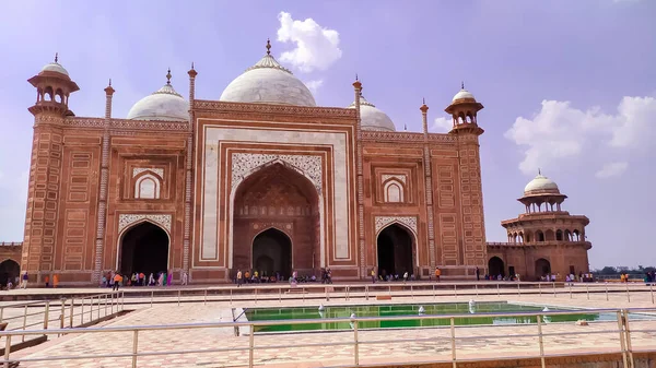 Grand Imperial Sandstone Persischen Stil Gewölbten Mausoleum Humayun Tomb Angelegten — Stockfoto