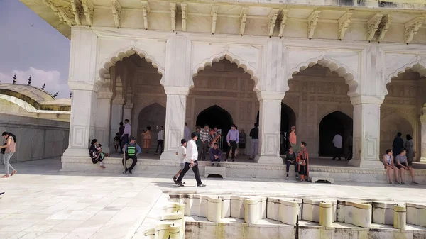 Vista Interior Taj Mahal Tumba Mausoleo Mármol Blanco Del Emperador —  Fotos de Stock