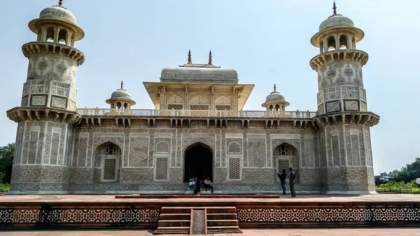 Taj Mahal Mausoléu Túmulo Mármore Branco Imperador Mogol Shah Jahan — Fotografia de Stock