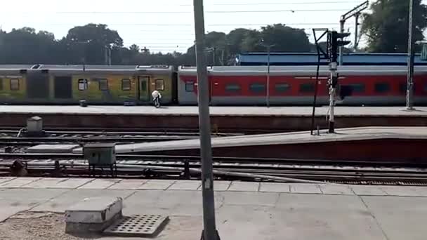 New Delhi Railway Station Busiest Railway Station Country Terms Train — Stock Video