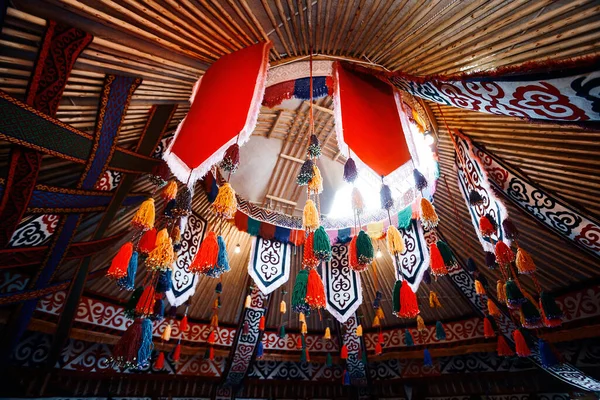 Shanyrak Den Övre Delen Jurtan Traditionella Nationella Inslag Nomadisk Dekoration — Stockfoto
