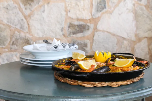 Paella Lezat Restoran Pantai Majorca — Stok Foto