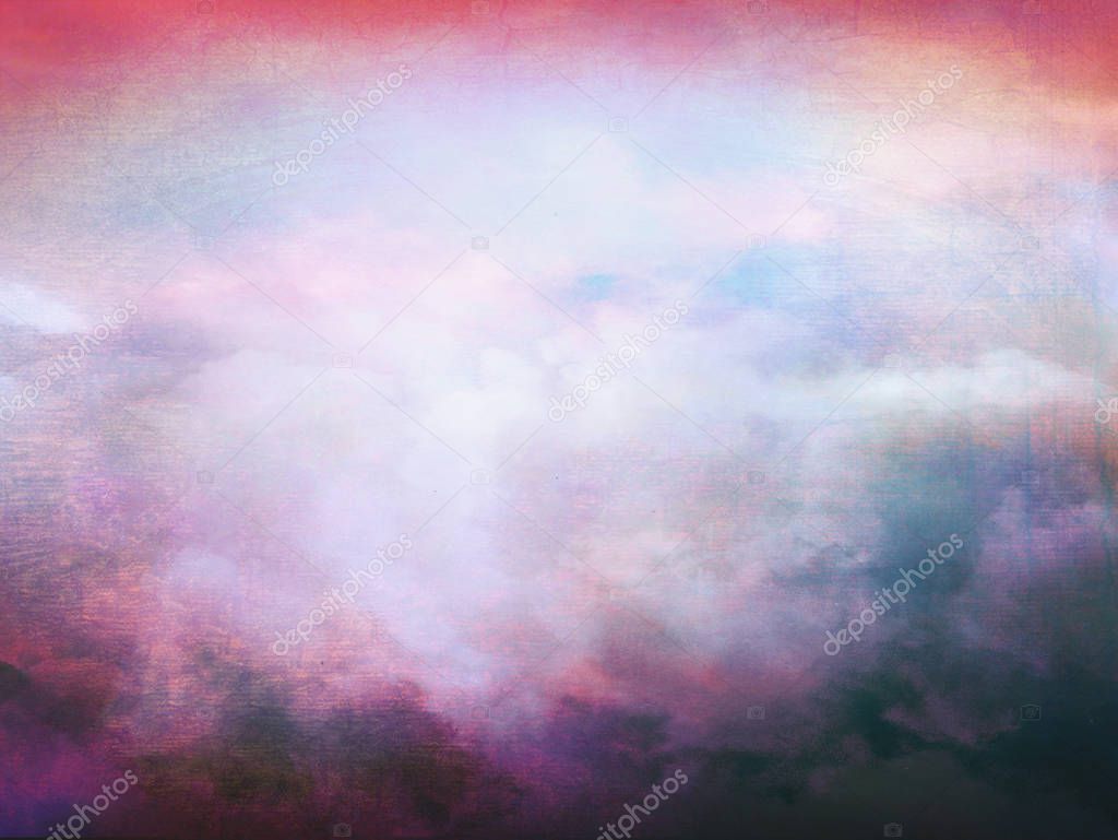 Creative heavenly cloud background. Vintage grunge wallpaper with space for design.