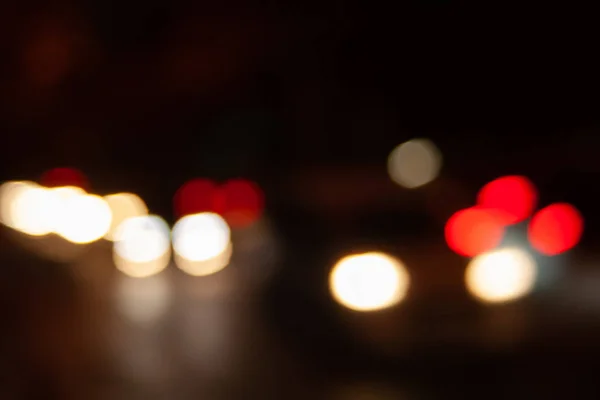 Wazig Nacht Achtergrond Van Stad Straat Wegnaar Bokeh Effect Abstract — Stockfoto