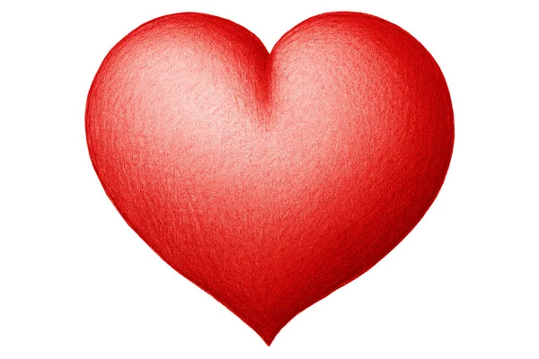 Rött Hjärta Med Penna Mönster Isolerad Vit Bakgrund — Stockfoto