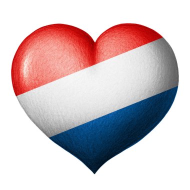Hollanda bayrağı kalp. Doku karakalem. Beyaz arka plan üzerinde izole.