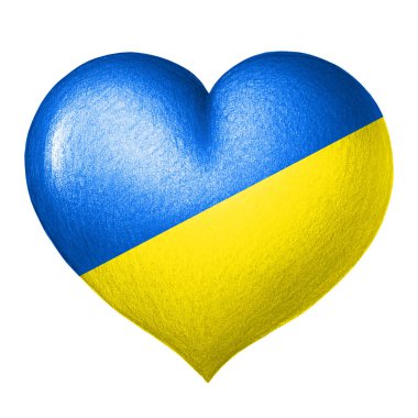 Ukrayna bayrağı Isolated beyaz arka plan üzerinde kalp. Karakalem.