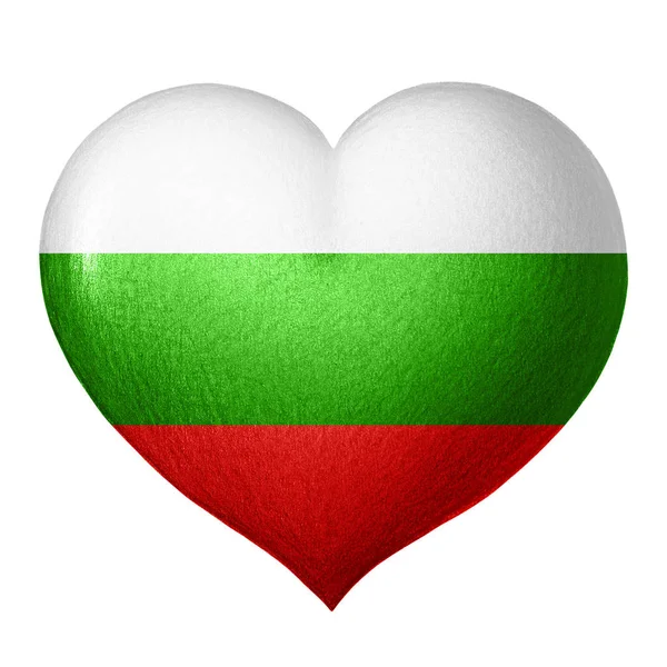 Bulgariska Flaggan Hjärtat Isolerad Vit Bakgrund Blyertsteckning — Stockfoto