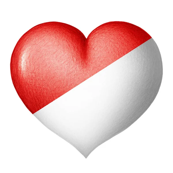 Monaco Flagga Hjärtat Isolerad Vit Bakgrund Blyertsteckning — Stockfoto