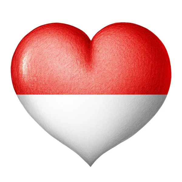 Monaco Flag Heart Isolated White Background Pencil Drawing — Stock Photo, Image