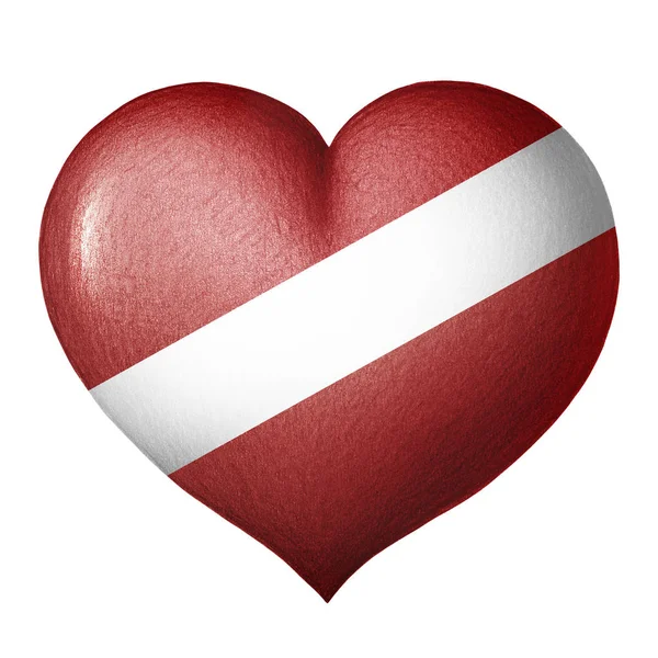 Сердце Флага Латвии Изолировано Белом Фоне Рисунок Карандаша — стоковое фото