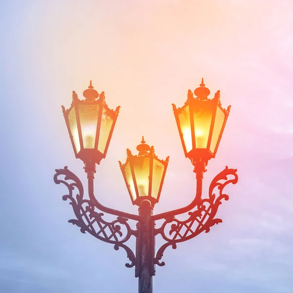 Vintage Street Lamp Blue Sky Warm Toning — Stock Photo, Image