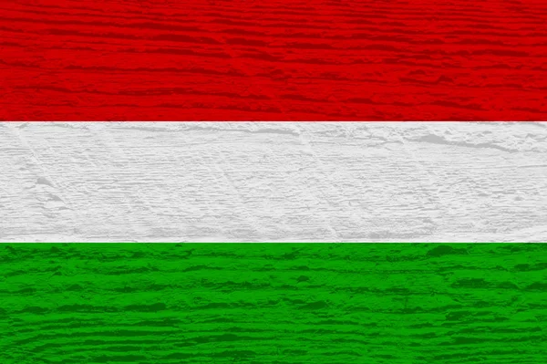 Bandera Hungría Con Textura Madera — Foto de Stock