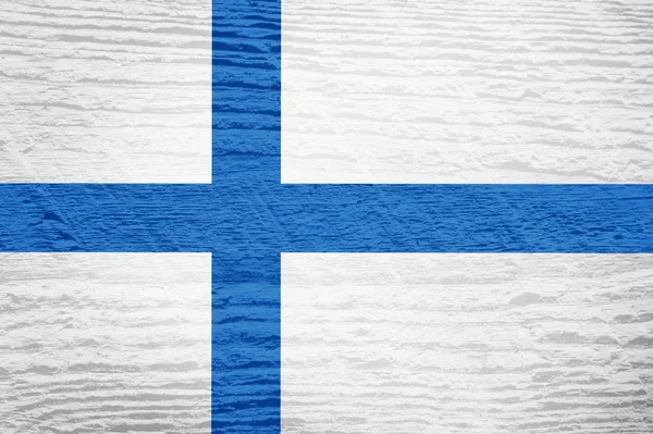 Bandera Finlandia Con Textura Madera —  Fotos de Stock