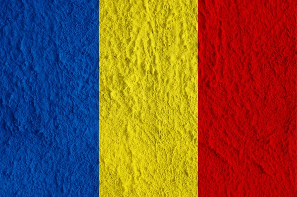 Romania bandiera sulla superficie di cemento. Carta da parati creativa per l'installazione e il design . — Foto Stock