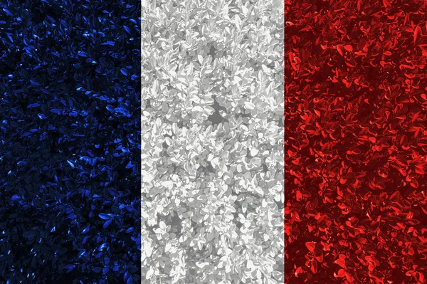 French flag with texture of leaves and bushes. Background wallpaper for installation and design. Space for text. — Stock Photo, Image