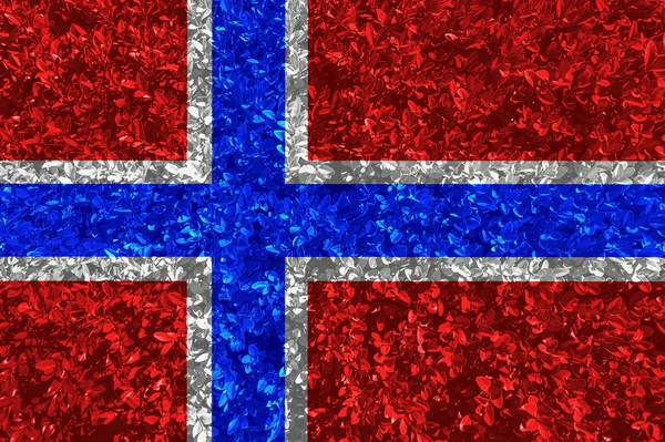 Norwegian flag with texture of leaves and bushes. Background wallpaper for installation and design. Space for text. — Stock Photo, Image
