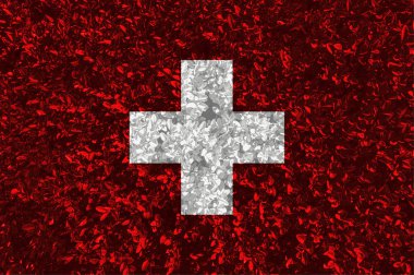 İsviçre bayrağı yaprakları ve çalılar doku ile. Kurulum ve tasarım için arka plan duvar kağıdı. Metin için yer.