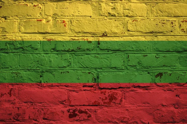 Lithuanian flag on brick wall background. — Stock Photo, Image