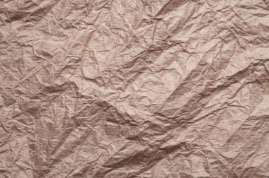 Buruşuk kraft kağıt. Doku buruşuk geri dönüşümlü kahverengi kağıt.